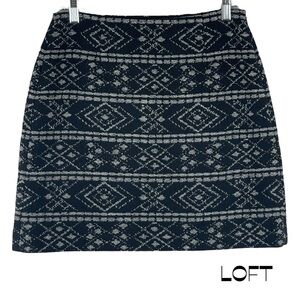 LOFT Black White Aztec Skirt NWT Size 4